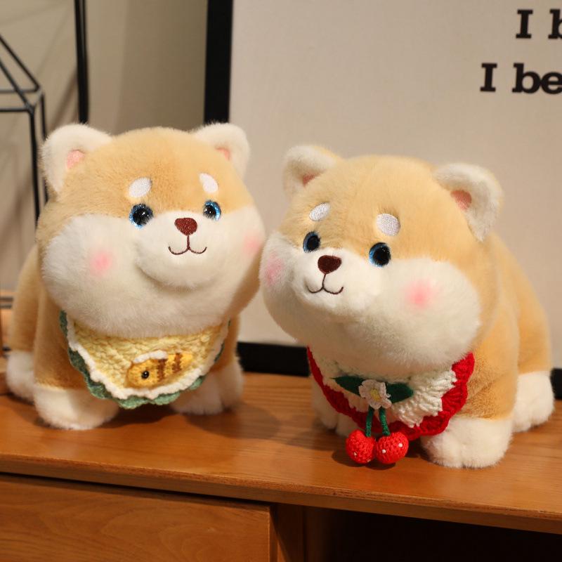 Shiba Inu Puppy Plush with Birthday Cake Hat - Cute Comfort Toy for Kids