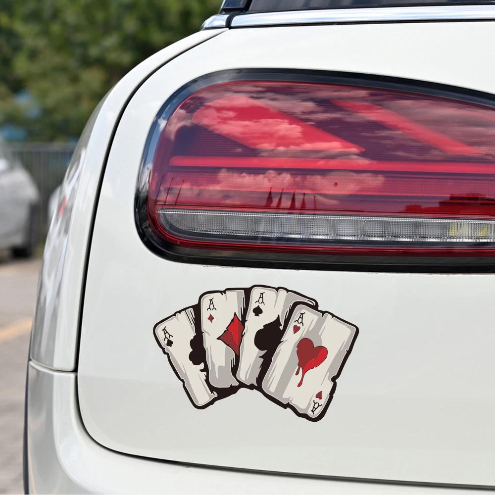 Motorcycle Car Sticker Playing Card A Decals Waterproof Vinyl Decal Accessories For Skoda Seat VW Volkswagen Suzuki Smart Toyota