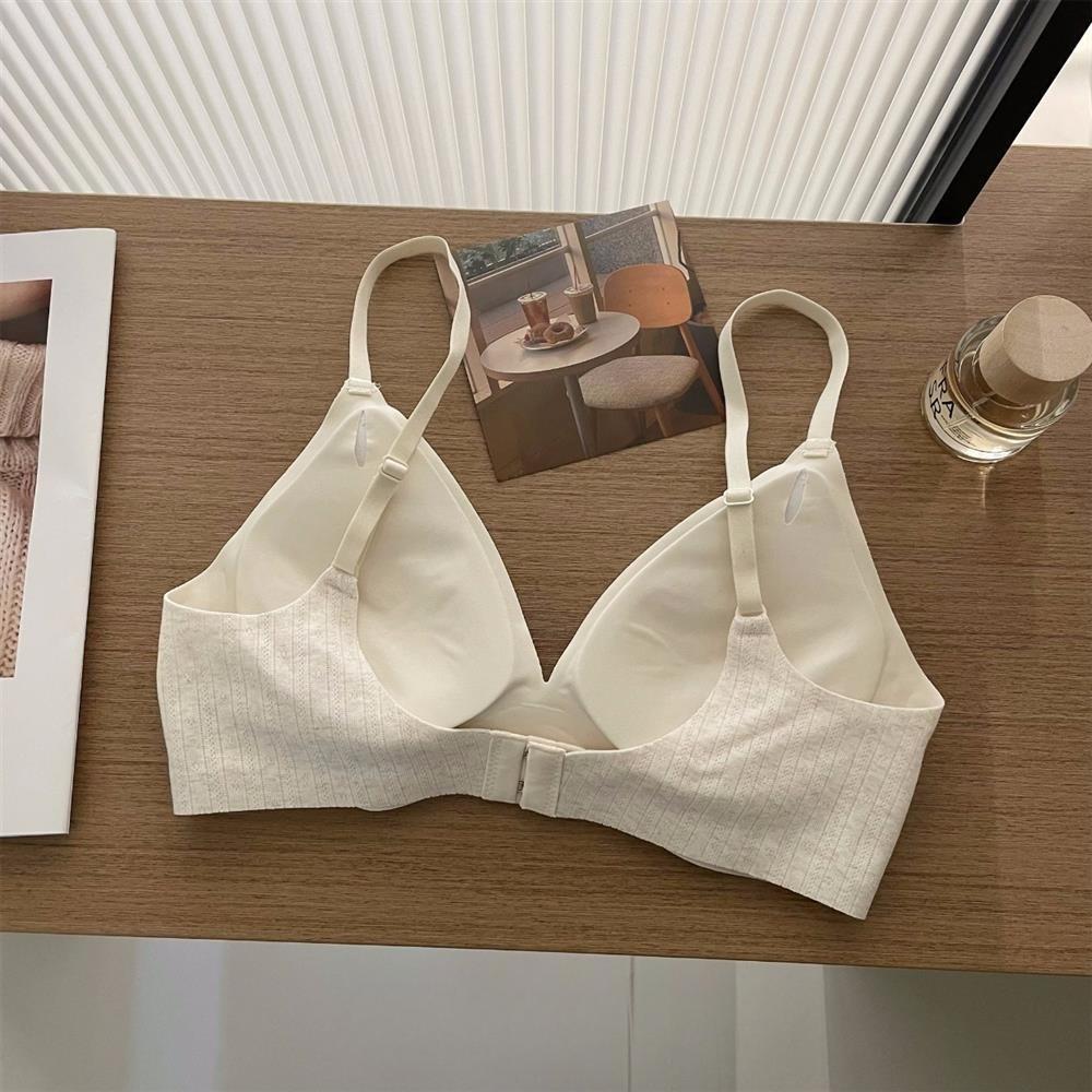 Women's Seamless Triangle Cup Sexy Floral Backless Bra Push Up Anti-Sagging Enhancing for Small Bust Comfortable Thin Style