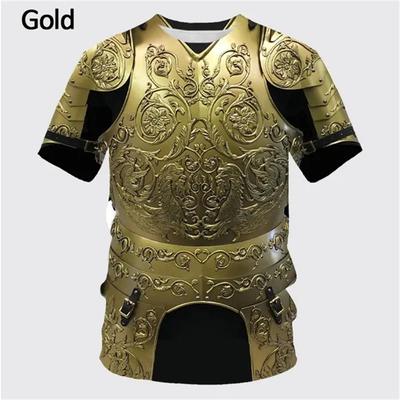 Camiseta Estampada 3D Armadura Medieval Masculina Casual Engraçada Gola Redonda Manga Curta Fantasias Respirável Confortável Top