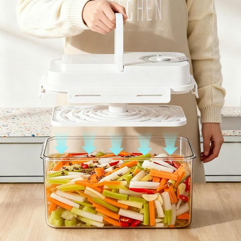 4L Plastic Pickle Jar With Press Plate Leakproof Kitchen Organizer Bin For Gherkin Sauerkraut Olive And Kimchi Storage Container
