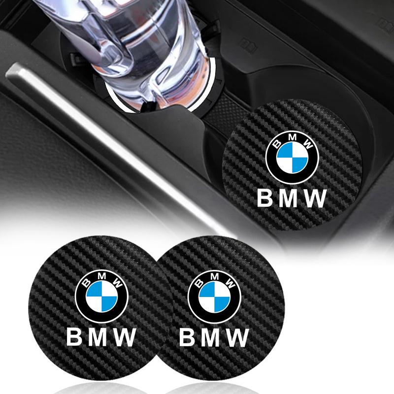For BMW M 50th Anniversary 3 5 7 series E83 F16 E70 X1 X2 X3 X5 X6 Car Carbon Fibre Water Cup Pad Holder Anti-slip Coasters Mat jbvr38