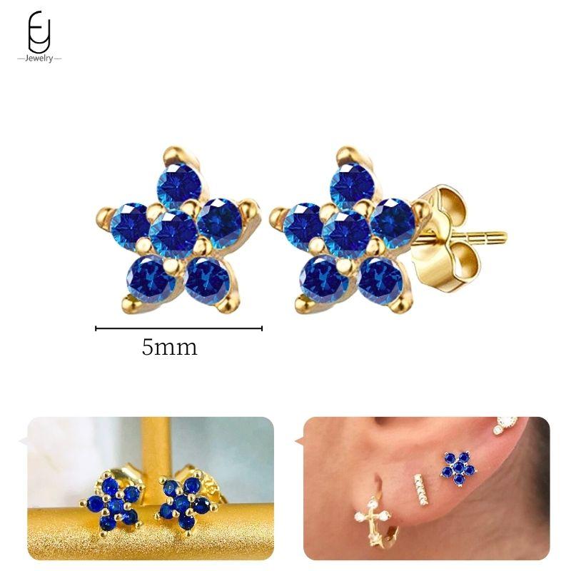 925 Silver Ear Buckles Fashion Hoop Earrings Dark Blue Crystal Pendant Gold Earrings High Women's Jewelry Luxury Gifts