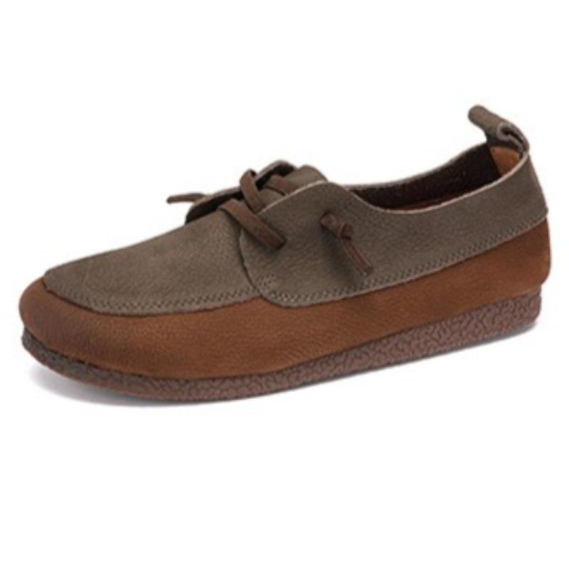 Fashion Lace Up Patchwork Sewing Design Flats Women High Quality Leather Loafers Cozy Outdoor Commute Office Shoe Zapatos Mujer 35 серый 6930₽