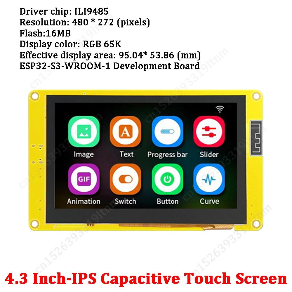 4.3-inch ESP32S3 Touchscreen IoT Development Board with WiFi, Bluetooth, Smart LCD Display, and LVGL