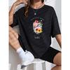 T-Shirt mit Blumendruck Weißes Rosen-Sonnenblumen- und Blätterdesign für Freizeitkleidung