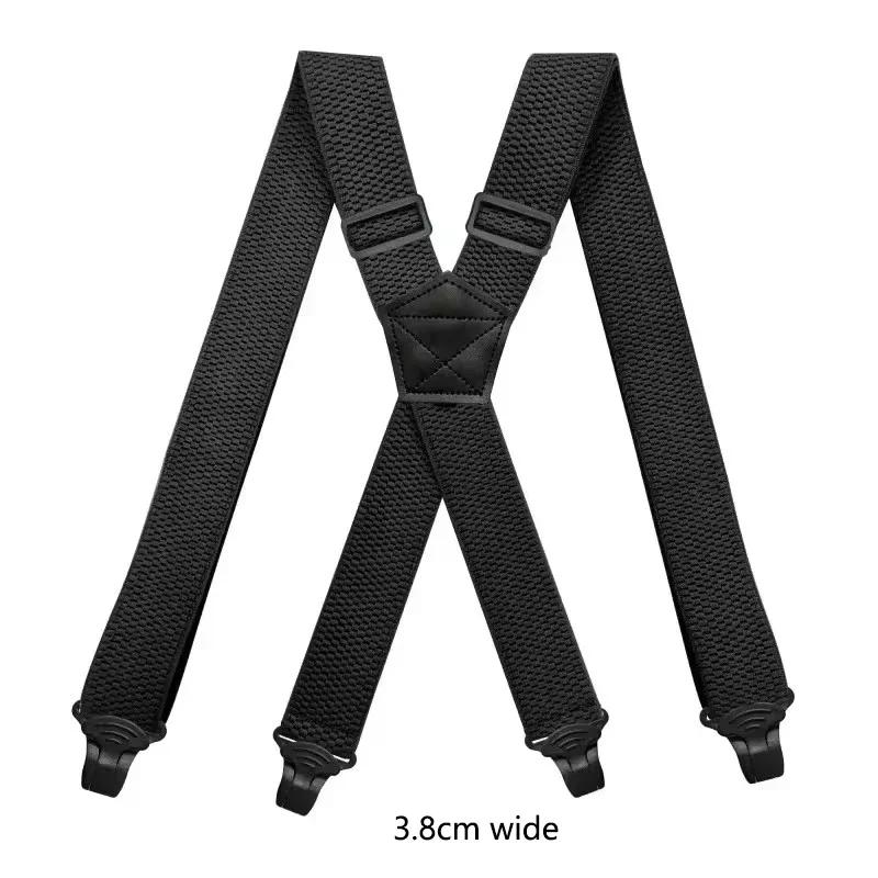 Heavy Duty Work Suspenders for Men X-Back Gripper Clasps Adjustable Strap Fully Elastic Adult Widen Men's Suspender