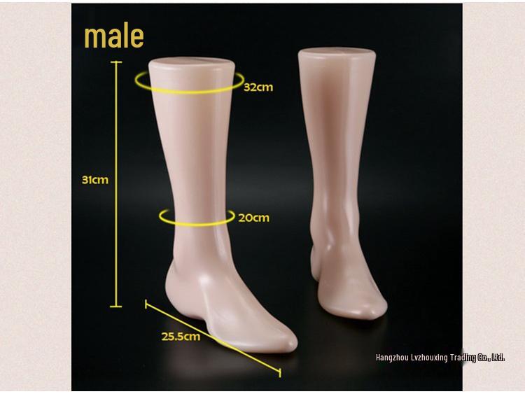 Black Plastic Foot Mannequin Model for Displaying Socks and Shoes - Male & Female Style, Flat-Bottomed, Ideal for Retail and Fashion Showcases.