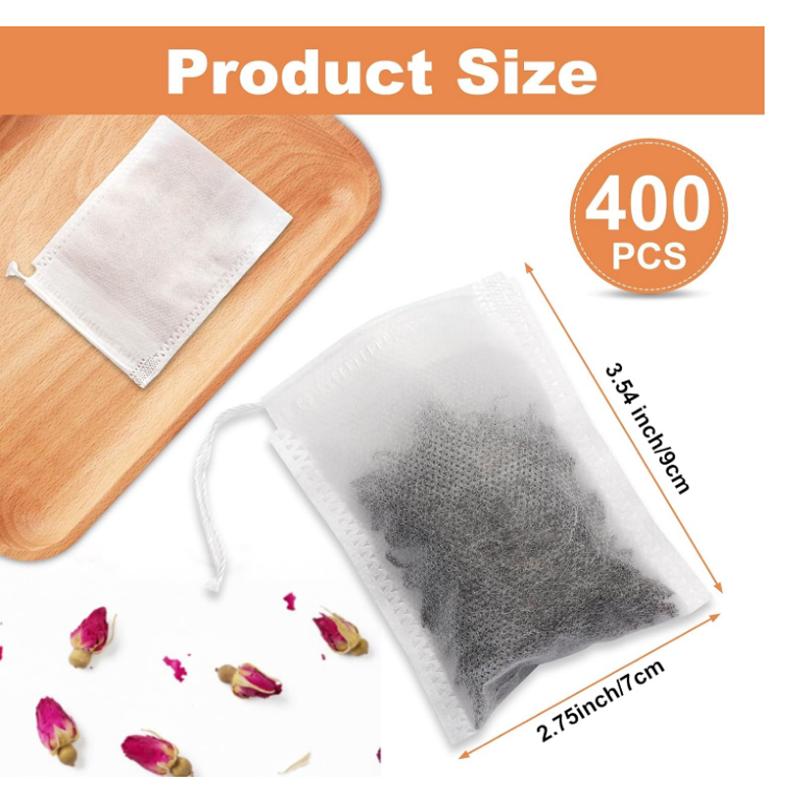 400 UNIDADES Saquinhos de Chá para Chá a Granel, Saquinhos de Chá Vazios 7*9cm, Saquinhos Filtro Descartáveis com Cordão de Material de Grau Alimentício para Infusão de Café, Especiarias, Cozinha e DIY