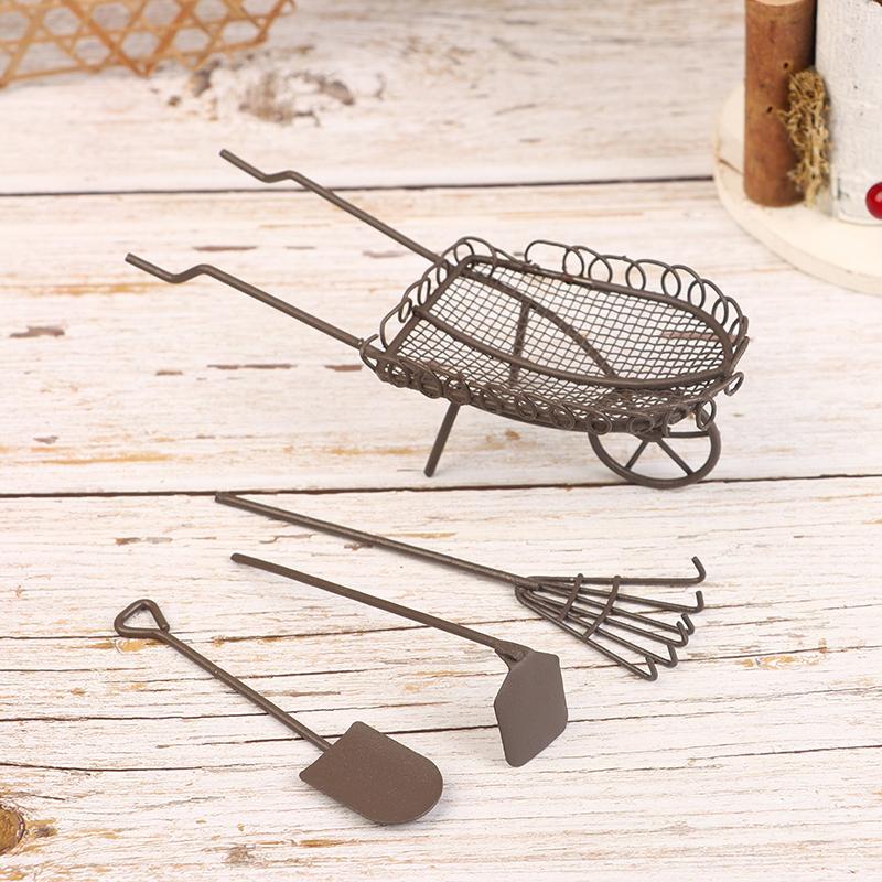 

1/12 Dollhouse Simulation Садовый набор инструментов Кукольный домик Лопата Грабли Мотыга Тележка Фермерский инструмент Украшения Аксессуары для кукольного дома