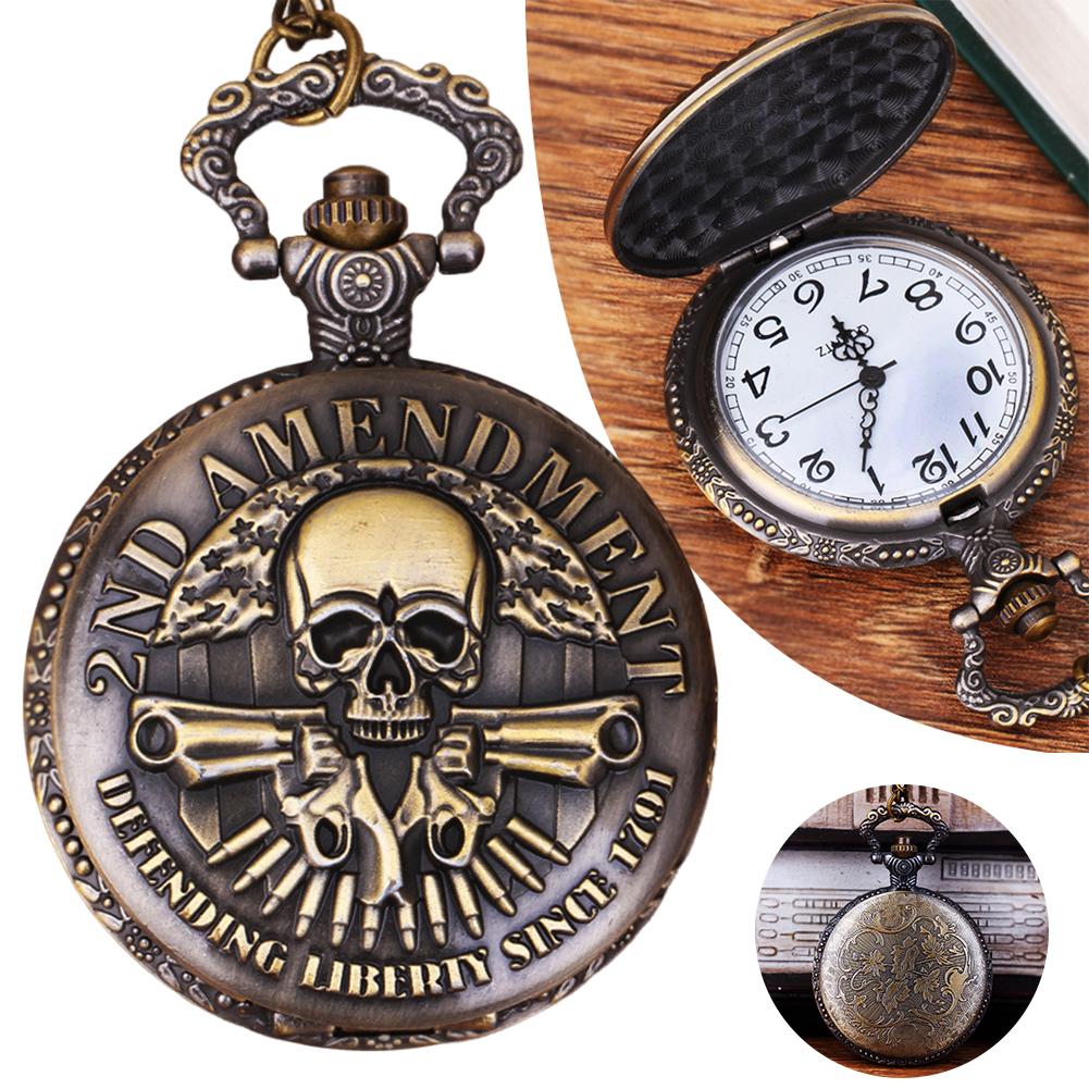 Vintage Pocket Watch Bronze Color Quartz Watch Cool Chain Hollow Love Heart Watches Necklace Pendant Gifts For Women Man