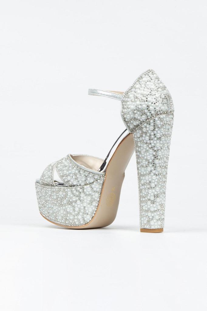 Women's Fashion Style High Heels Silver Sultan Full Party Wedding Evening Dress Shoes