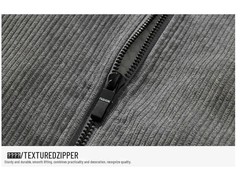 Herren Winter Cordjacke mit Samt, Lammwolle und Stehkragen - Trendige und dicke Mode für Freizeitkleidung