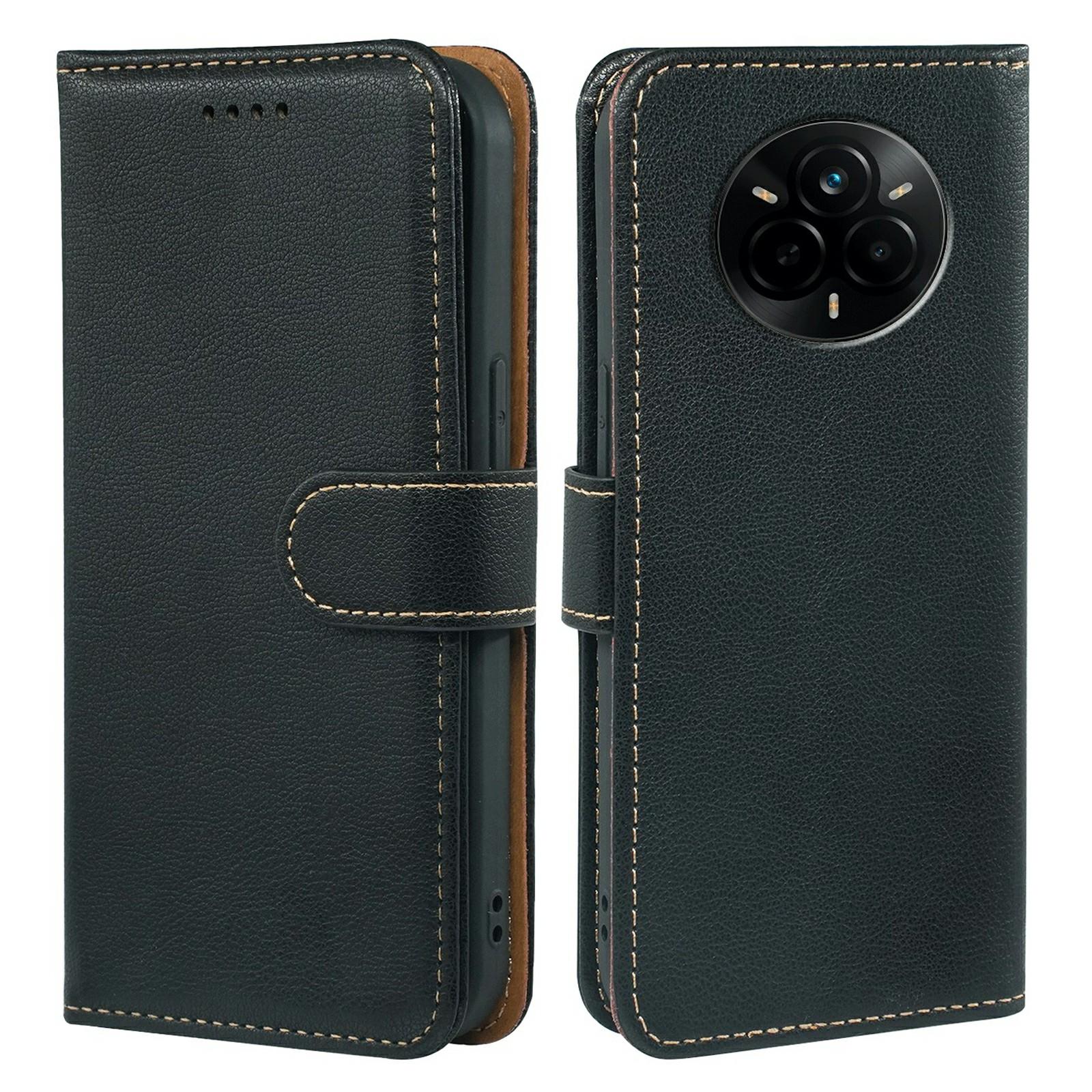 

For Realme 14 Pro 5G Case RFID Blocking Wallet Litchi Texture Leather Phone Cover Magnetic Clasp Black