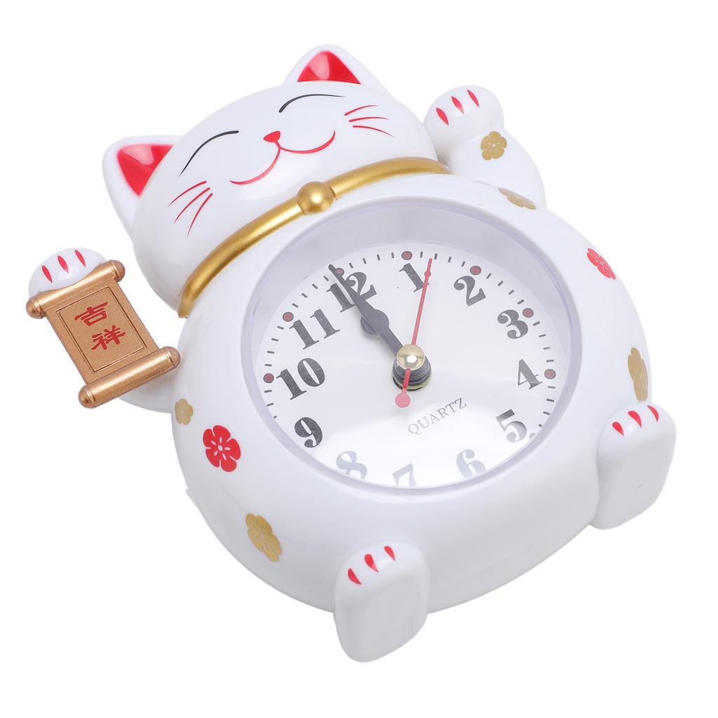 Lucky Cat Alarm Clock Plastic Cute Cartoon Good Lucky Cat Alarm Clock for Home Living Room Bedroom Kitchen