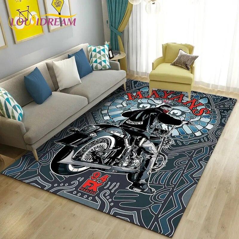 3D Retro Vintage Motorcycle Area Rug Large,Carpet Rug for Living Room Bedroom Sofa Decoration,Doormat Kitchen Non-slip Floor Mat