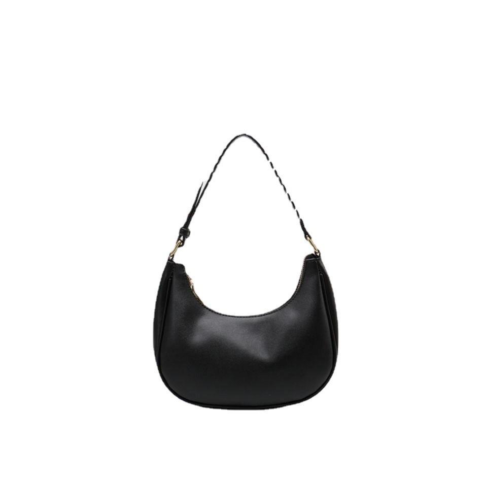 Trendy Girl Bag Crescent Armpit Bag High Texture Foreign Style Shoulder Portable Contrasting Color Crescent Saddle Bag