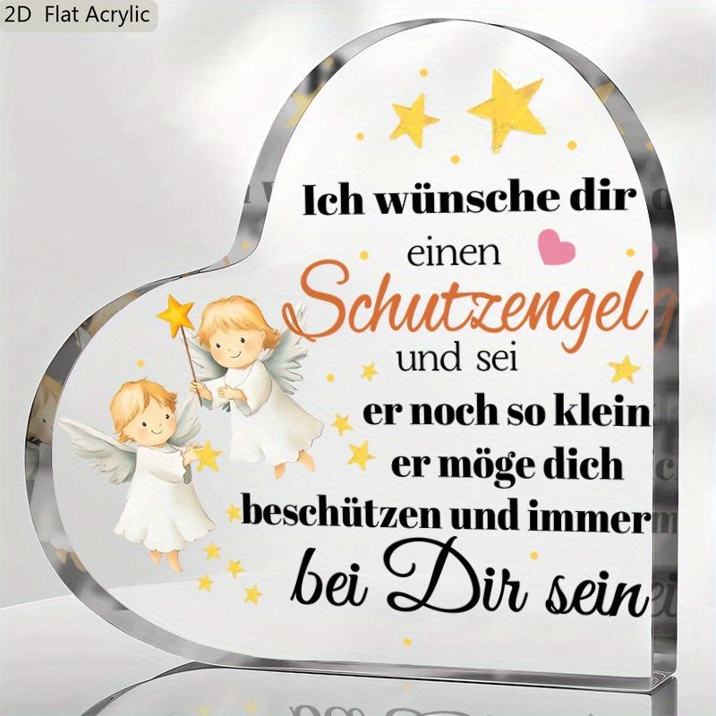 1pc Blessing Gift, German Two Angels Acrylic Plaque Sign, Home & Office Decor, Party Centerpieces, Holiday Souvenir, Four Seasons Decoration
