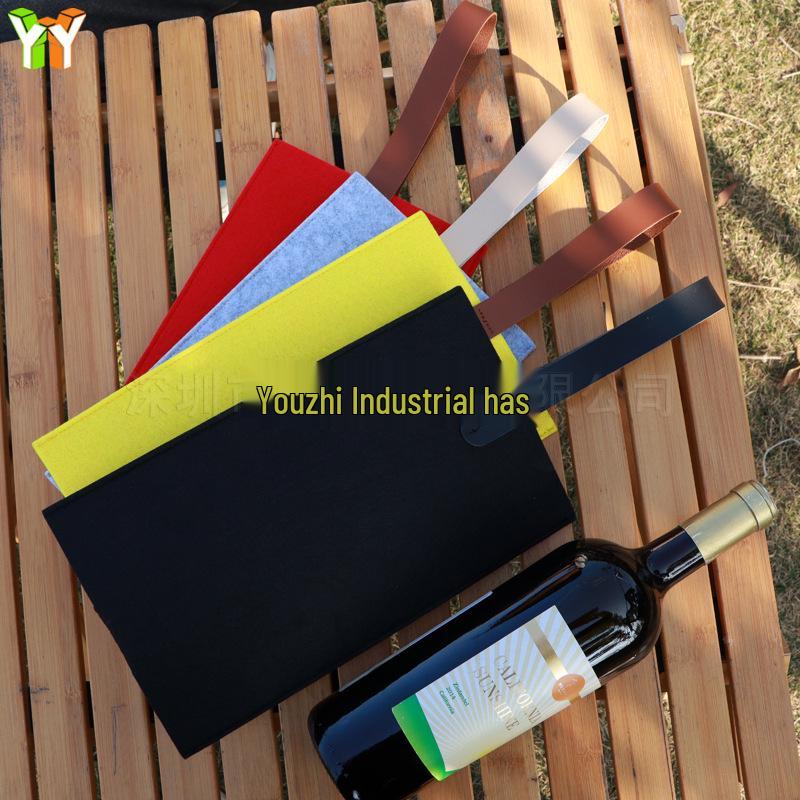 Portable 750ml Felt Wine Gift Bag - Handheld Alcohol & Beverage Storage