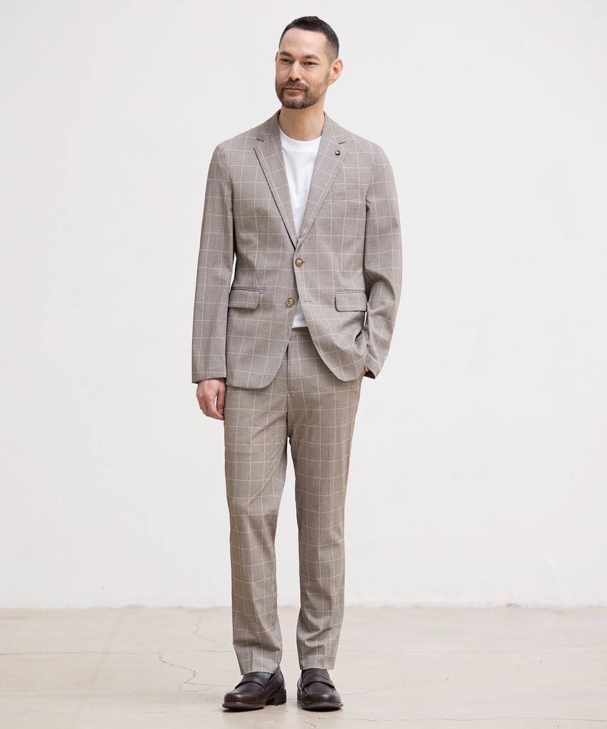 Stco [Summer Setup] Ice Touch Power Stretch Setup Set_Beige Check (Slim Fit)_Sejub06Set