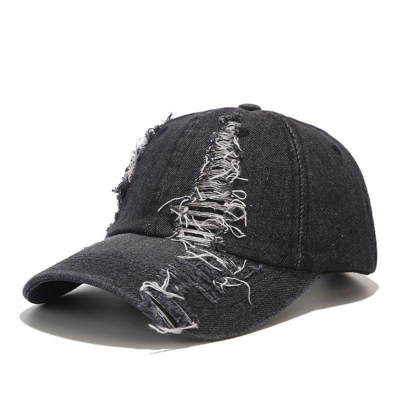 Men's Spring/Summer Ripped Denim Baseball Cap - European & American Fashion Duckbill Sun Hat