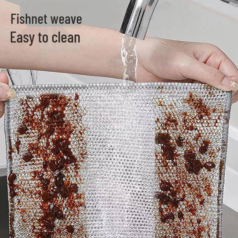 Dual-Layer Steel Wire Dishcloth for Multi-Purpose Kitchen Cleaning