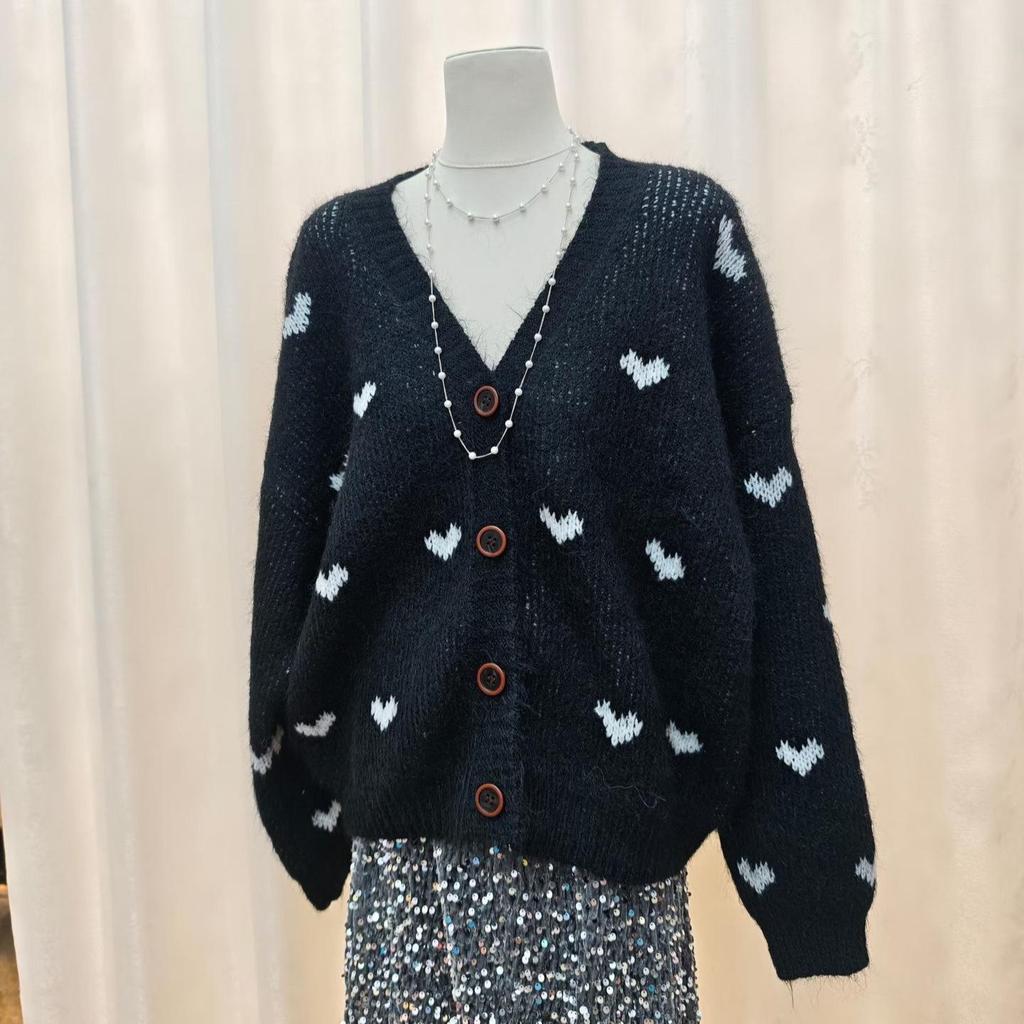 Korean Dongdaemun Women's Cozy Winter '25 Thick Knitted Cardigan Sweater