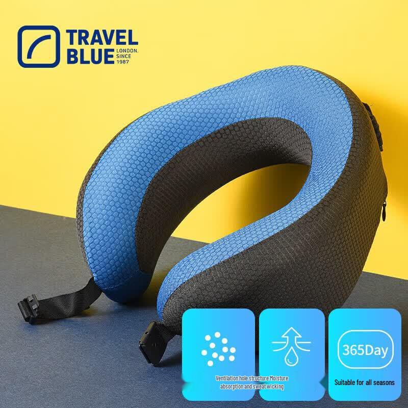 Travel Blue Honeycomb Breathable Memory Foam U-Shaped Neck Pillow