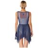 Women Glittery Draped Neck Sleeveless Dance Dress See Through Asymmetrical Hem Performance Gown