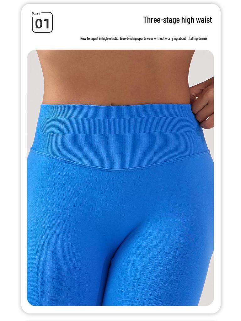 Dfyne Damskie Bezszwowe Trójsekcyjne Spodnie do Jogi z Wysokim Stanem, z Marszczeniem w Pasie i Designem Podnoszącym Biodra