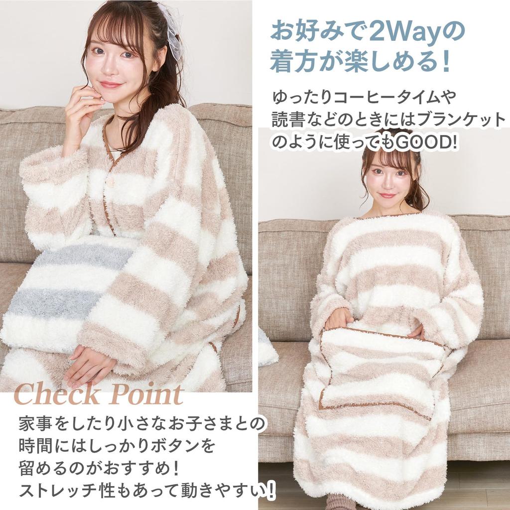 Luanna Jenna Women's Wearable Blanket, Loungewear, Fluffy, Birthday Gift, QWHIB08 (Beige)