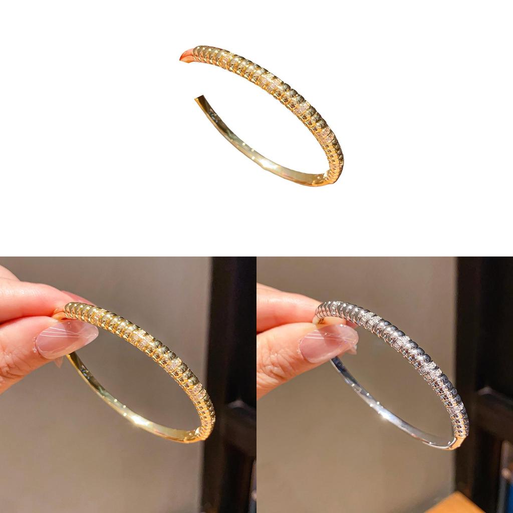Modern Copper Bangle With 18k Gold Plating And Geometric Design For Women
