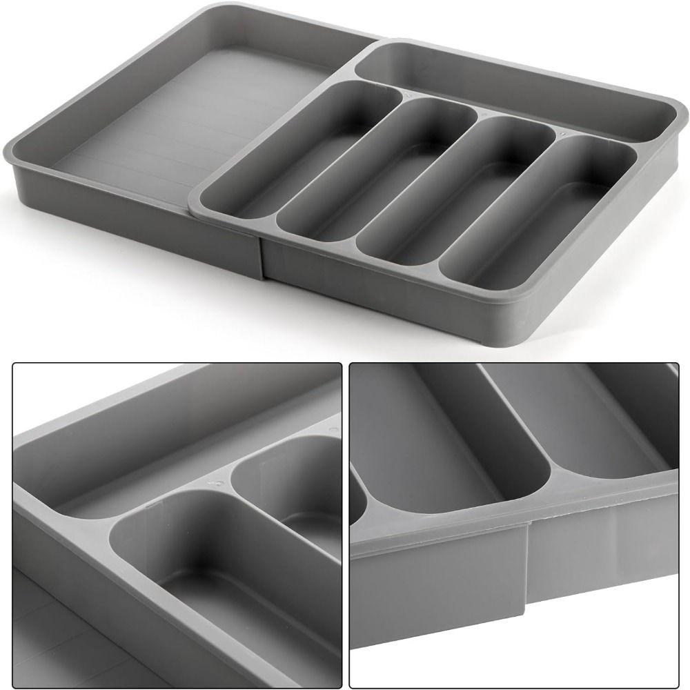 Plastic Cutlery Drawer Organizer 6 Compartment Cutlery Holder  Holding Spoons,Forks