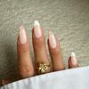 Wearing Nails French Simple Flower Drops Almond Shaped Nail Art Nails Wearing Fake Nails