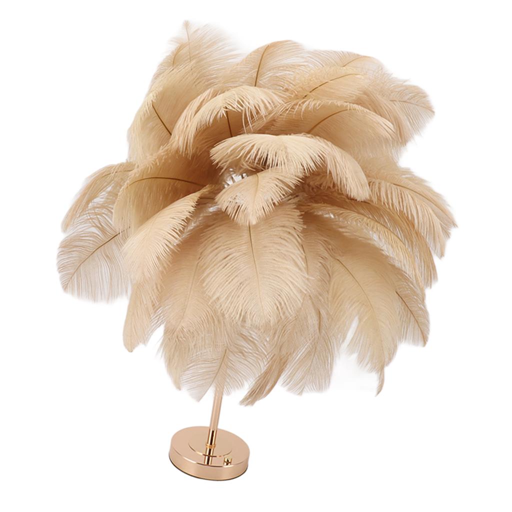 Ostrich Feather Table Lamp Rechargeable Modern Romantic Decoration Lamp Bedroom Bedside Lamp for Home Decoration