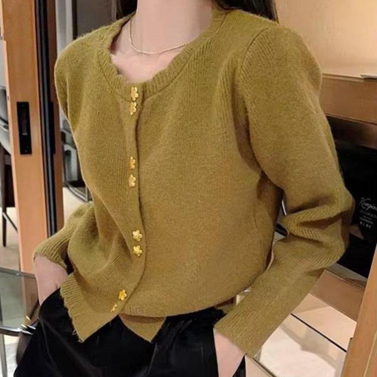 Women Knitted Sweater Jacket Retro Soft Cardigan Sweet Top for Autumn Winter