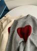 Korean Style Love Jacquard Couples' Knit Pullover - Women's Autumn/Winter Loose Long Sleeve Sweater