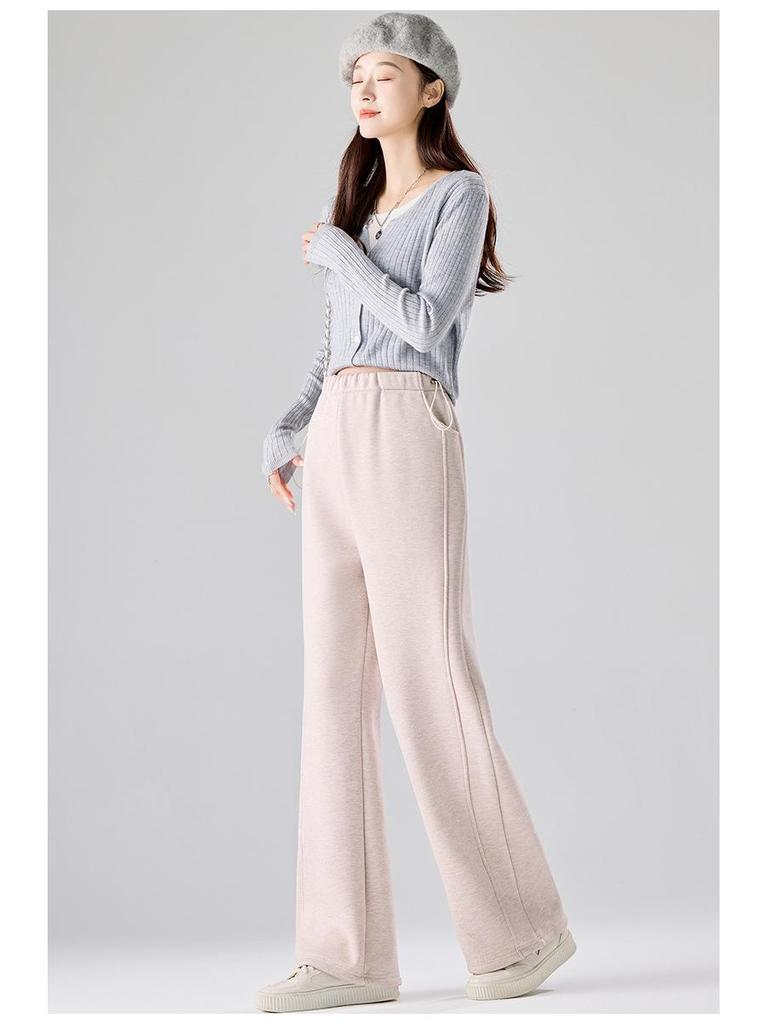 Trendy Maternity Drawstring Gray Pants: Wide-Leg and Narrow Straight-Leg Options for Spring and Autumn