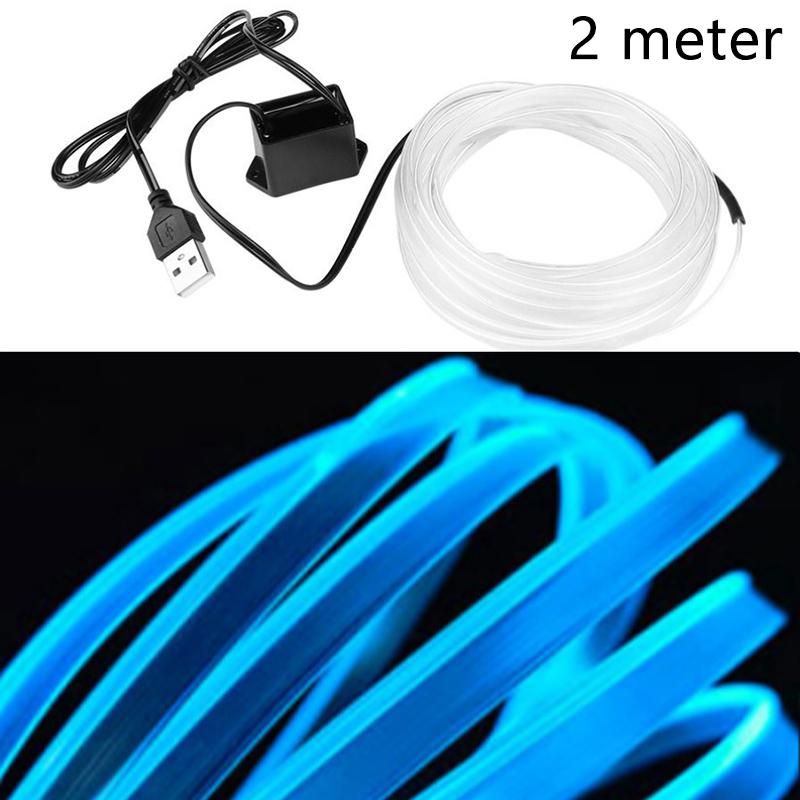 1M/2M LED dekorativní lampa do interiéru auta El drát Neonová páska Pro Auto DIY Flexibilní ambientní světlo USB Party atmosféra Dioda