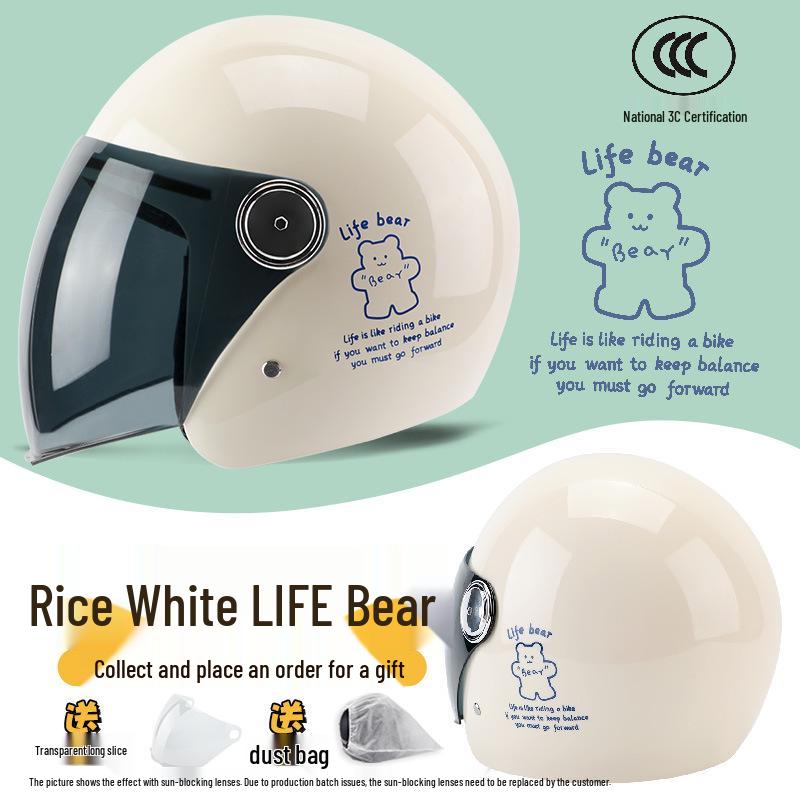 Universal 3C Certified Motorcycle Helmet for All Seasons - Cute, Safe, Sun-Protected, Unisex Half Helmet for Summer and Fall/Winter