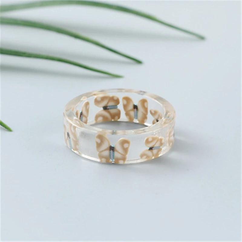 Brelocuri din rășină Inel pentru copii mici Inel cerc imprimat cu fluturi colorați Bijuterii pentru petrecere de nuntă pentru femei Anillos Cadou pentru prieteni