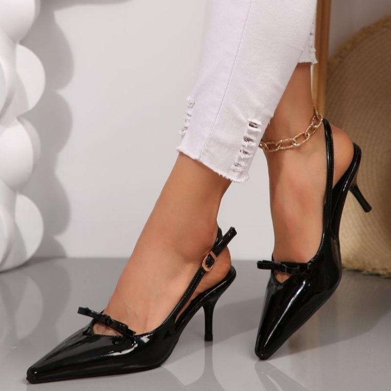 

Летние женские босоножки на высоком каблуке, модные сандалии с бабочкой, туфли-слингбэки для платья, элегантная обувь для вечеринки и свадьбы, женская обувь Zapatos De Mujer 42 чёрный