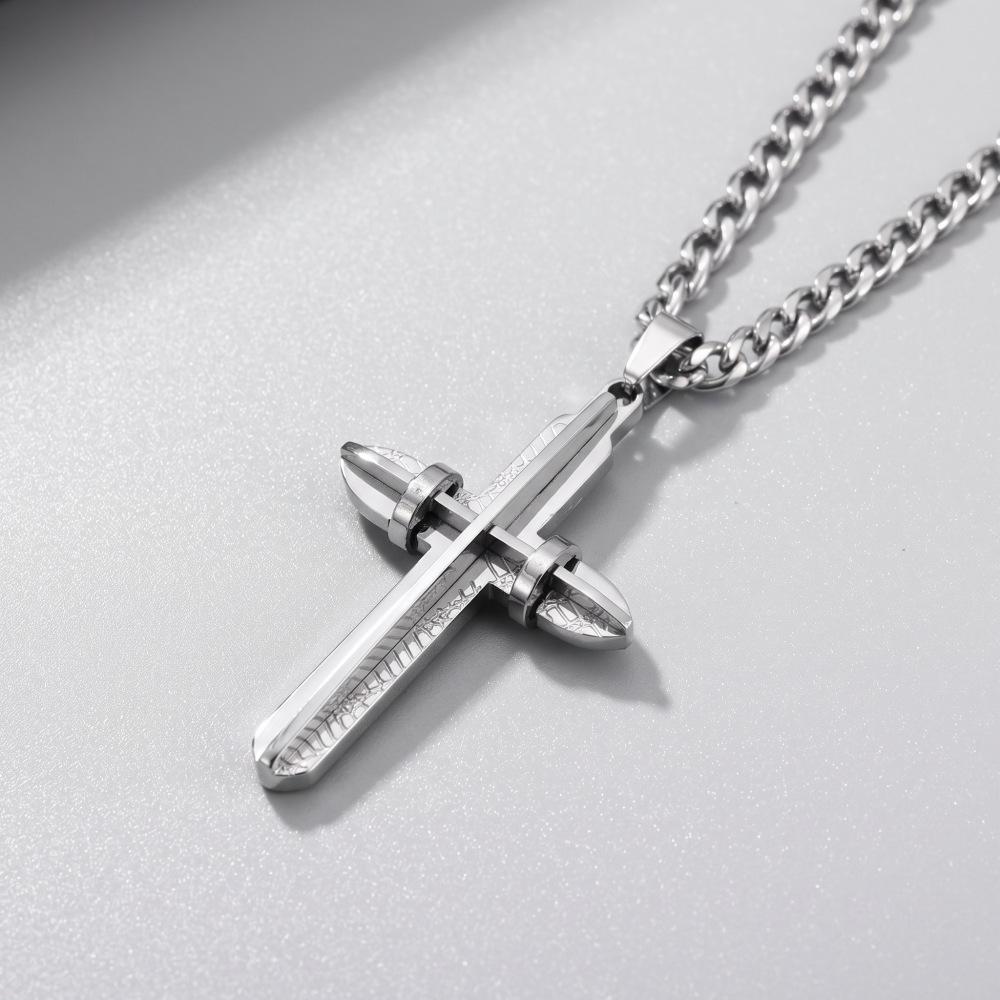 Men's Stainless Steel Cross Pendant Necklace - Fashionable Titanium Steel Jewelry