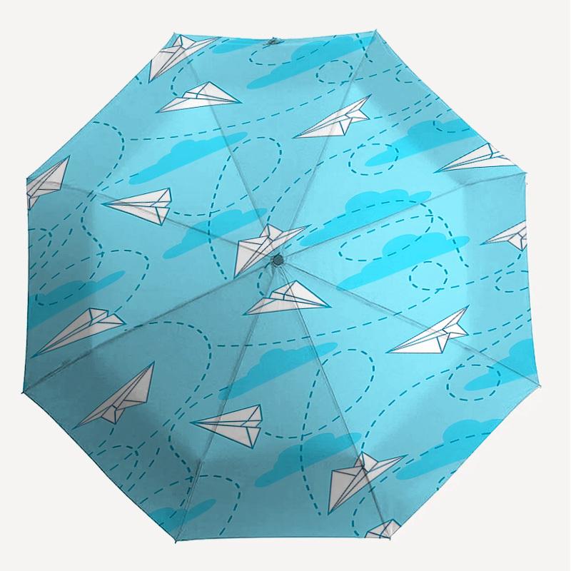 1PC Paper Airplanes Clouds Umbrella-9-Rib Reinforced, Automatic Open, Lightweight & Durable, Cute Fashion Accessory for Outdoor-P0764