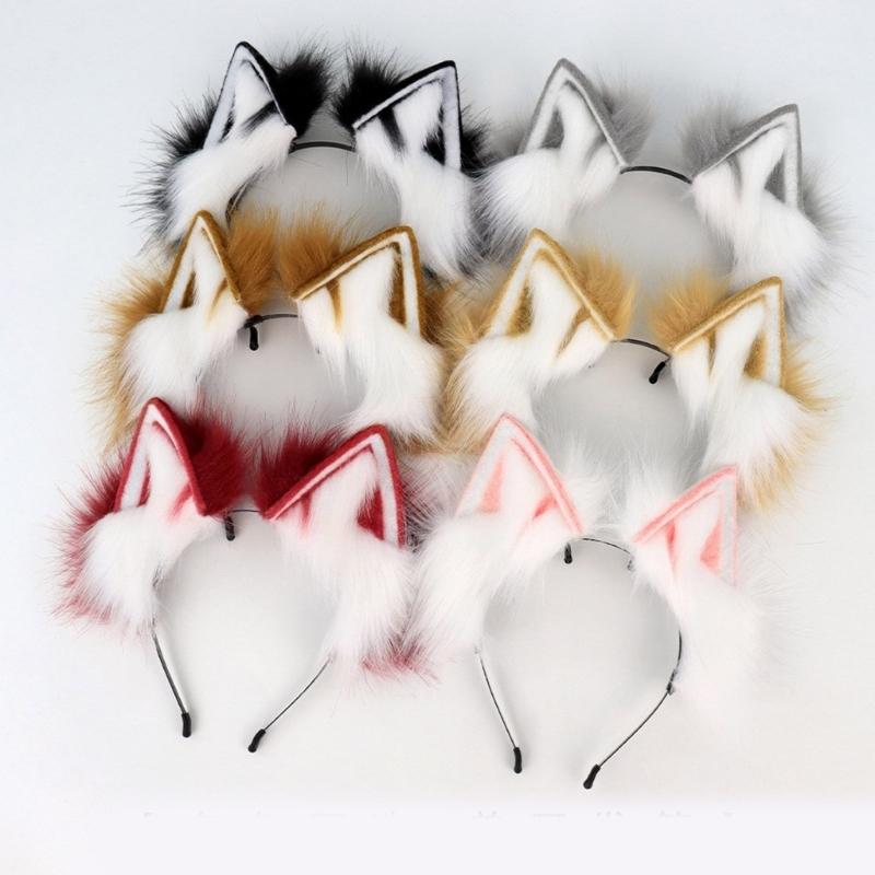 Realistic Foxes Ear Headbands Carnivals Party Plush Headpiece Movie Enthusiasts Party Role Play Animes Makeup Hairband