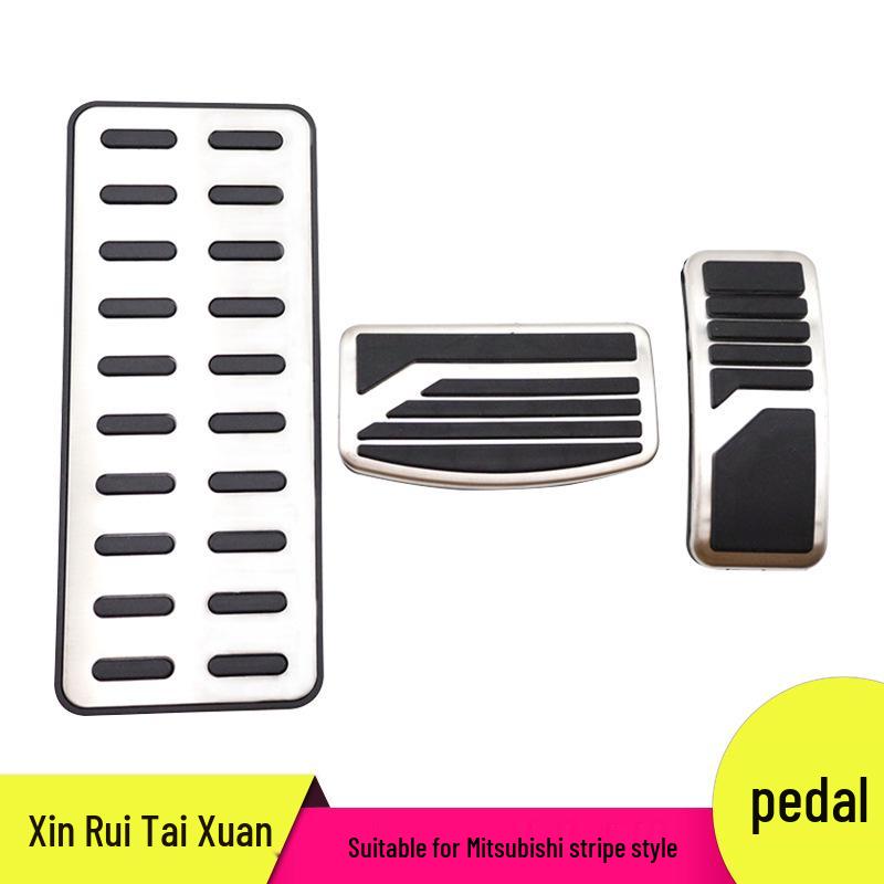 Non-Slip Stripe Style Pedal Set for Mitsubishi: Accelerator, Brake, and Rest