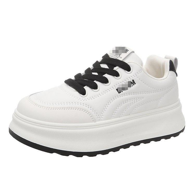 Thick-soled Sports and Leisure Shoes Women's 2025 Autumn New Popular Versatile Soft-soled White Shoes Bread Heightening Board Shoes
