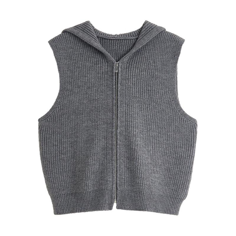Chuyu Women's 2025 Winter Hooded Knit Sleeveless Vest