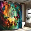 Vibrant Butterfly Swirl Waterproof Mildew-Resistant Shower Curtain - Artistic Design for a Magical Bathroom Décor Experience