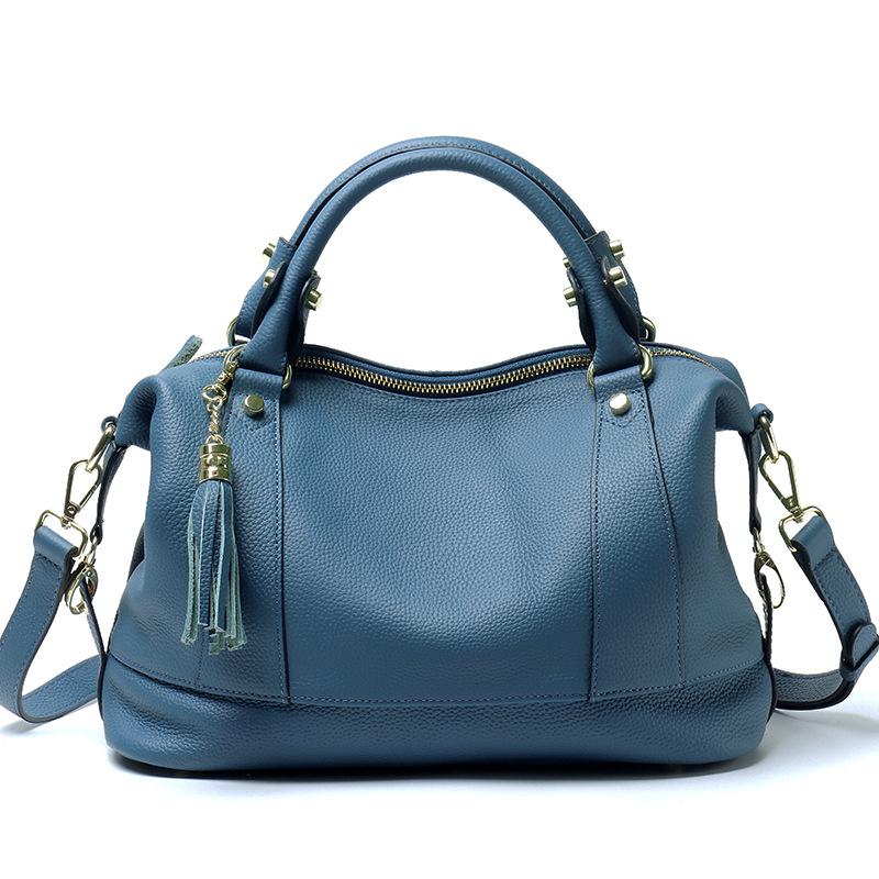 The First Layer Of Cowhide Large-Capacity Multi-Compartment Women'S Handbag Genuine Leather Simple Women'S Bag Single Shoulder Messenger Bag